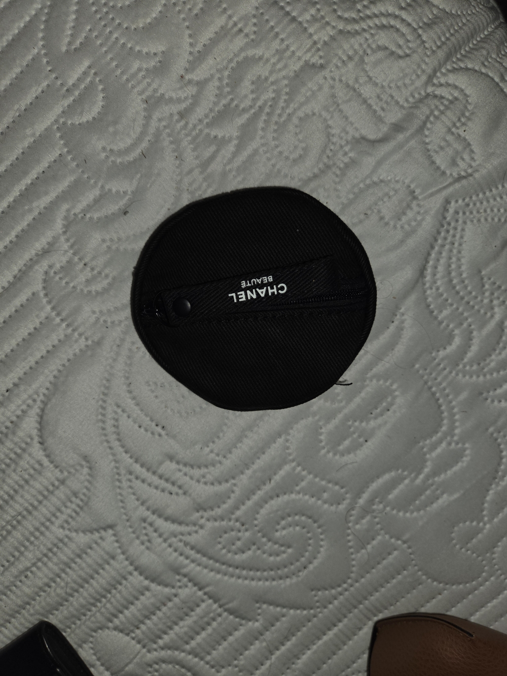 CHANEL Black Round Pouch Coin Case